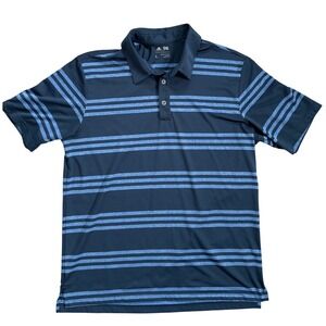 Adidas Golf Polo Shirt Men's Large Navy Blue Light Blue Stripe Short Sleeve